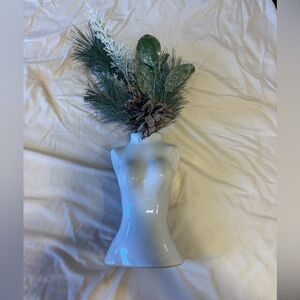 Elegant White Ceramic Vase with Greenery
